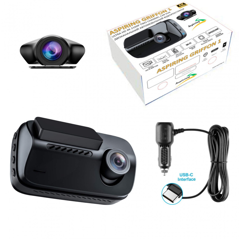 Видеорегистратор Aspiring Griffon 1 Dual, 4K, Speedcam, Wi-Fi, GPS