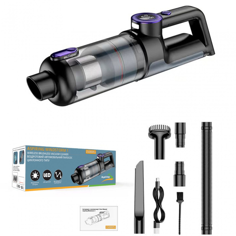 Автомобильный пылесос Aspiring Windstorm 1, Brushless, 15000 Pa Wireless