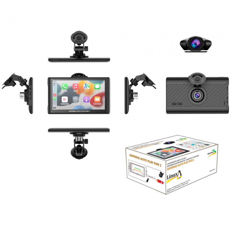 Автомобильный монитор Aspiring Auto Play DVR 1, CarPlay, Android auto
