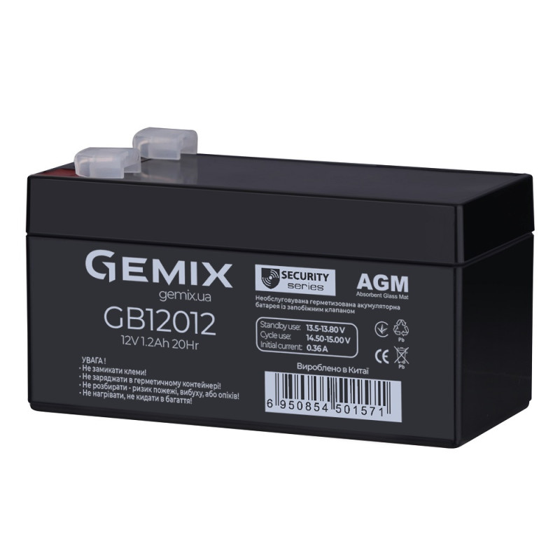 Акумуляторна батарея AGM Gemix GB12012 (12V 1.2Ah) для ДБЖ