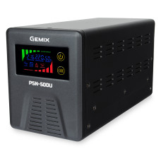 ДБЖ Gemix PSN-500U LCD, 500ВА/350Вт, 5/7/9A, 2хEURO Schuko